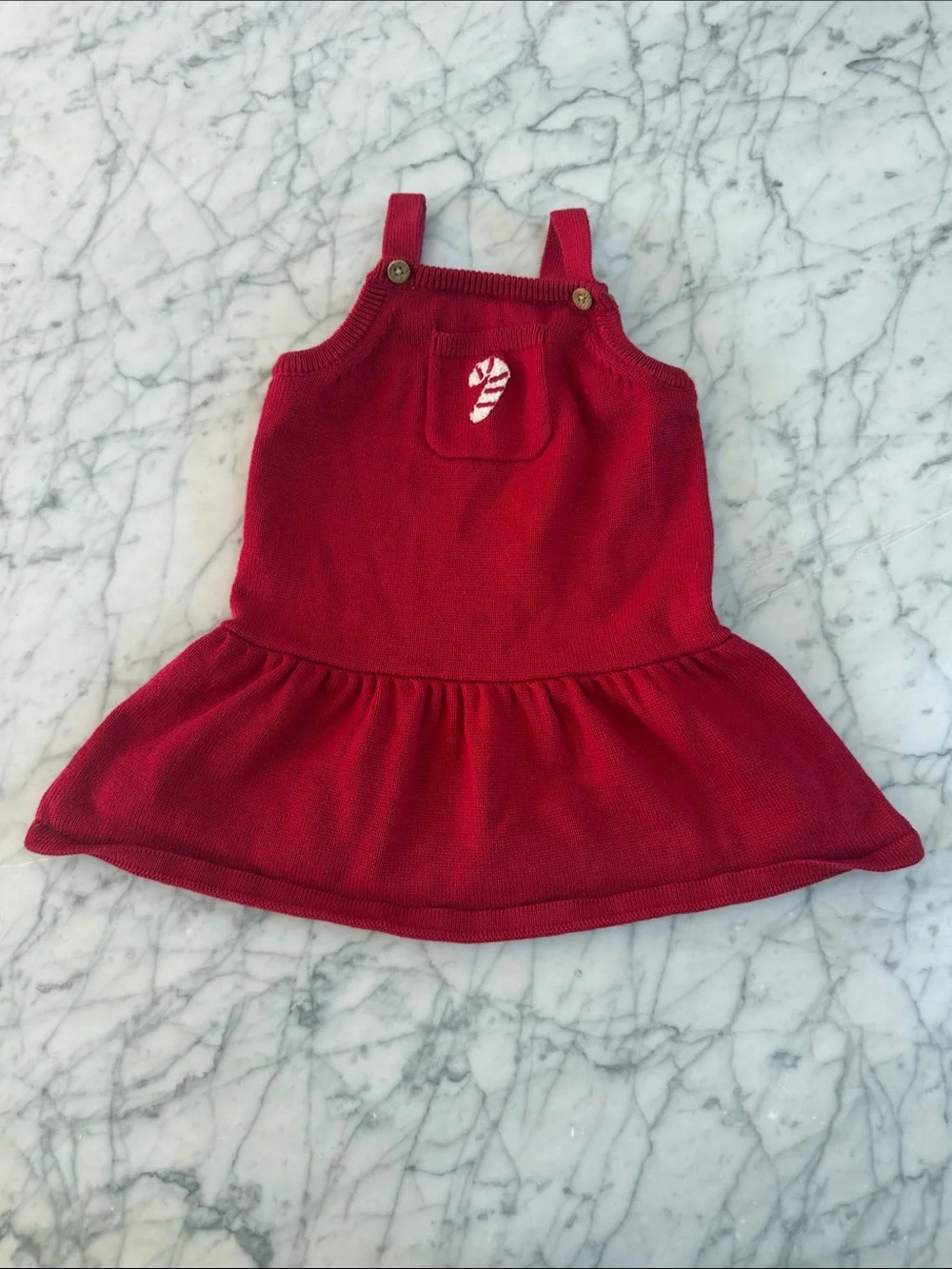 Knit Christmas Candy Cane Dress Sz 24 Mo